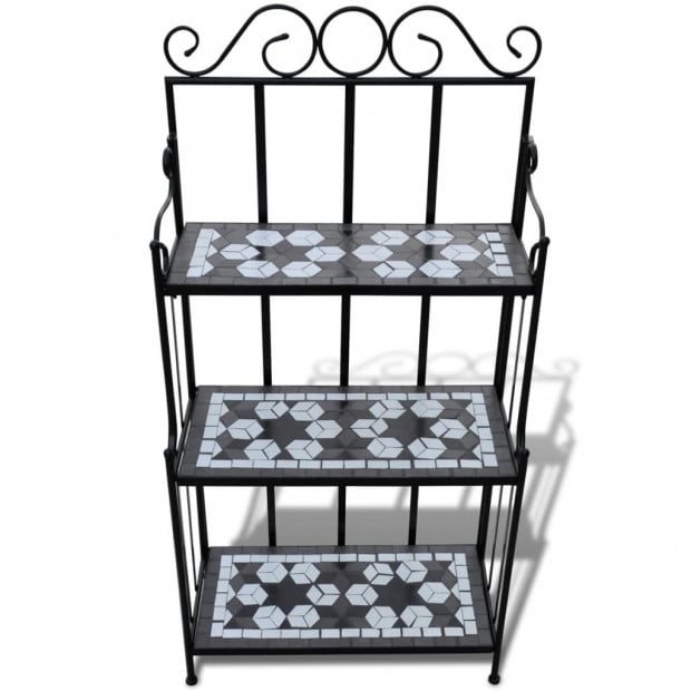 Plant Stand Plant Display Black White Mosaic Pattern Image 2