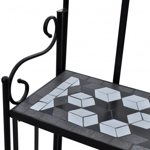 Plant Stand Plant Display Black White Mosaic Pattern Image 3
