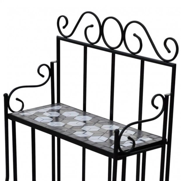 Plant Stand Plant Display Black White Mosaic Pattern Image 4