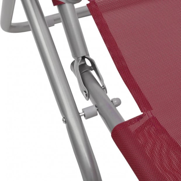 Sun Loungers 2 Pcs Steel Frame And Textilene Red Image 5