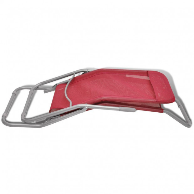 Sun Loungers 2 Pcs Steel Frame And Textilene Red Image 8