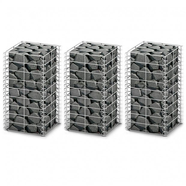 Gabion Set 3 Pcs Galvanised Wire 25x25x50 Cm