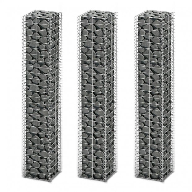 Gabion Set 3 Pcs Galvanised Wire 25x25x150 Cm