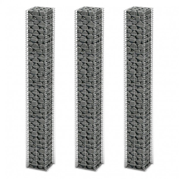 Gabion Set 3 Pcs Galvanised Wire 25x25x197 Cm