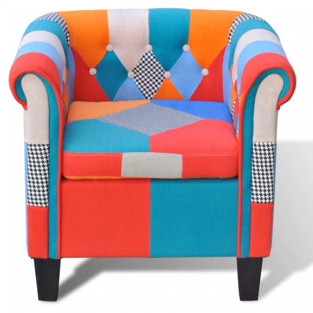 Armchair With Patchwork Design Fabric Image 2
