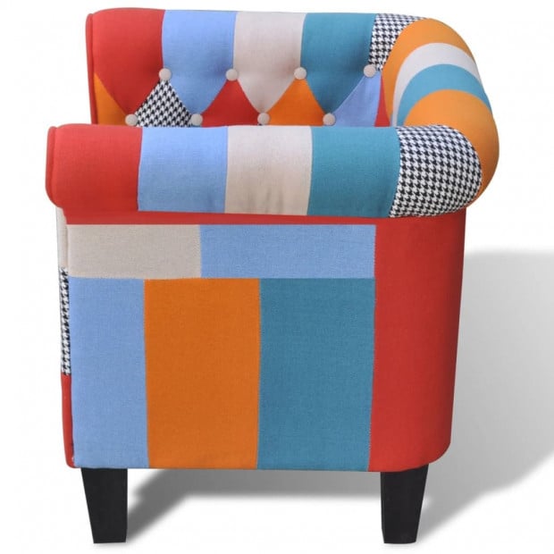 Armchair With Patchwork Design Fabric Image 3