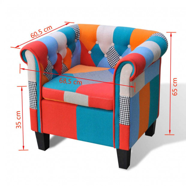 Armchair With Patchwork Design Fabric Image 5