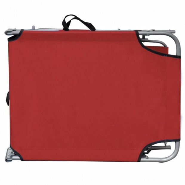 Folding Sun Lounger With Canopy Steel And Fabric Red Image 6
