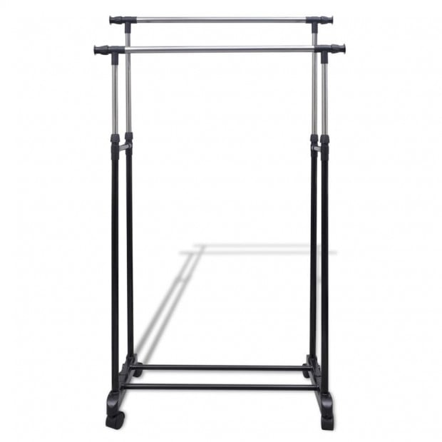 Adjustable Clothes Rack With 2 Hanging Rails 2 Pcs Image 2