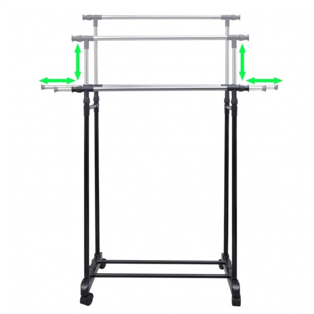 Adjustable Clothes Rack With 2 Hanging Rails 2 Pcs Image 3