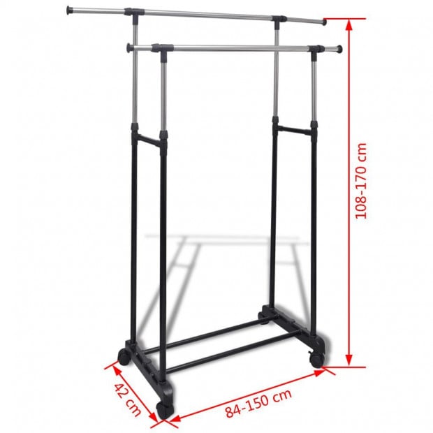 Adjustable Clothes Rack With 2 Hanging Rails 2 Pcs Image 7