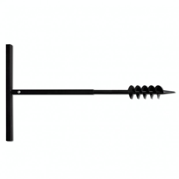 Ground Drill With Handle Auger Bit 80 Mm Double Spirals Steel Black Image 3