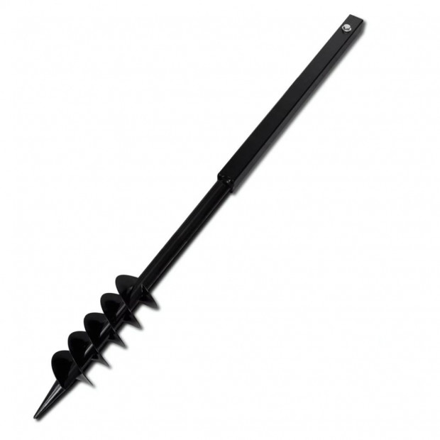 Ground Drill With Handle Auger Bit 80 Mm Double Spirals Steel Black Image 4