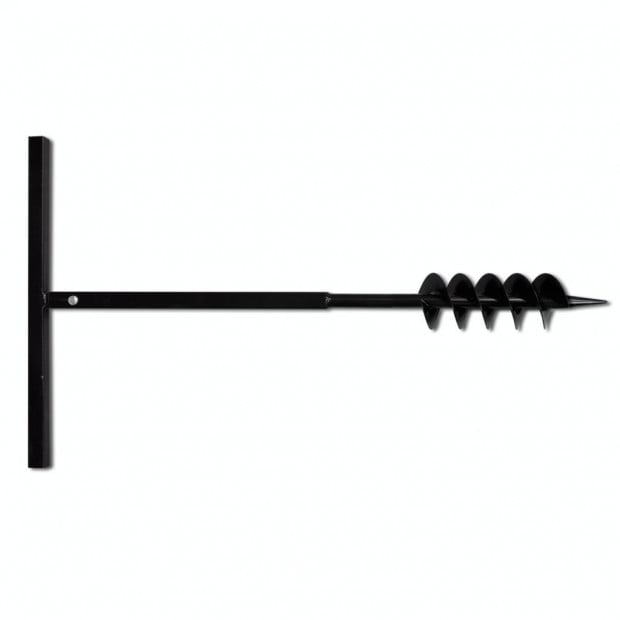 Ground Drill With Handle Auger Bit 100 Mm Double Spirals Steel Black Image 3