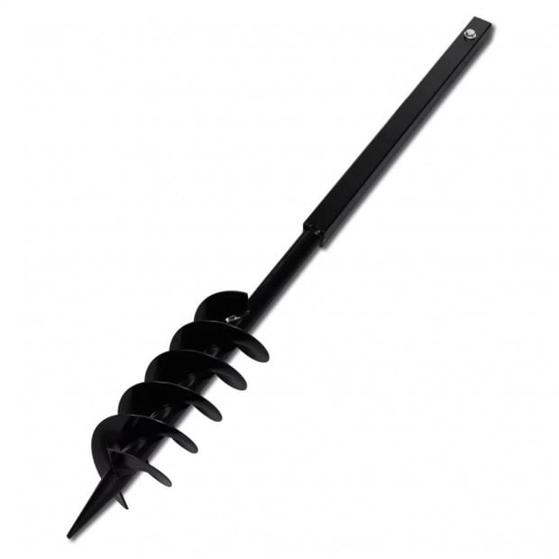 Ground Drill With Handle Auger Bit 100 Mm Double Spirals Steel Black Image 4