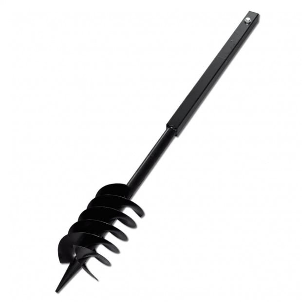 Ground Drill With Handle Auger Bit 120 Mm Double Spirals Steel Black Image 3