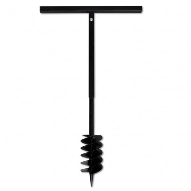 Ground Drill With Handle Auger Bit 120 Mm Double Spirals Steel Black Image 4