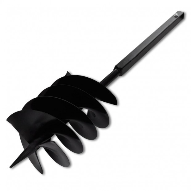 Ground Drill With Handle Auger Bit 200 Mm Three Spirals Steel Black Image 4