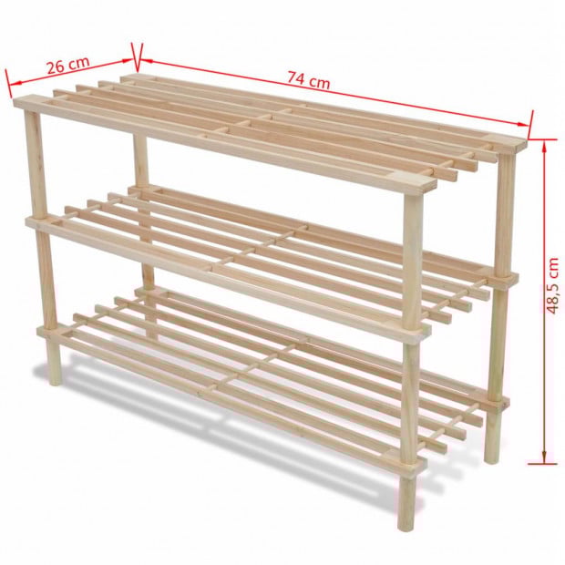 Wooden Shoe Rack 3-tier 2 Pcs Image 5