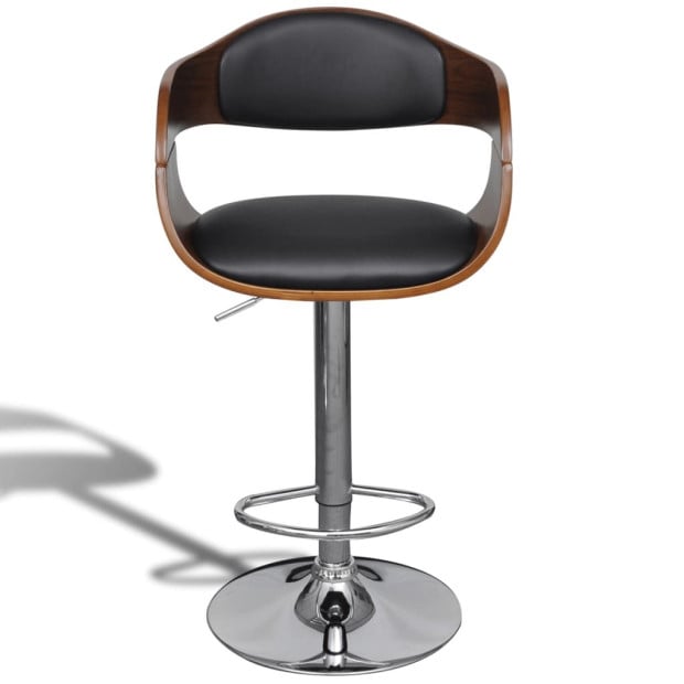 Bar Stool Bent Wood And Faux Leather Image 2