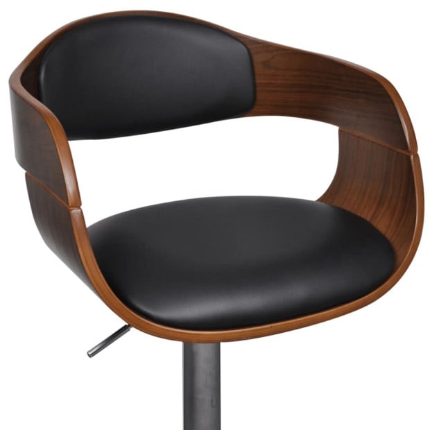 Bar Stool Bent Wood And Faux Leather Image 3
