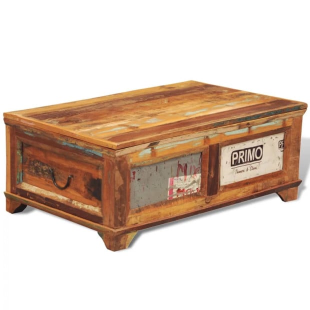 Coffee Table With Storage Vintage Reclaimed Wood Image 3