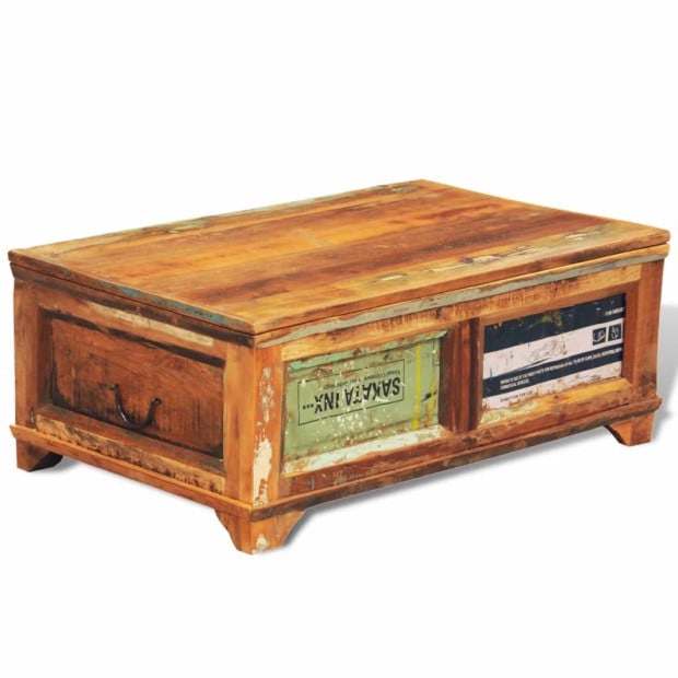 Coffee Table With Storage Vintage Reclaimed Wood Image 4