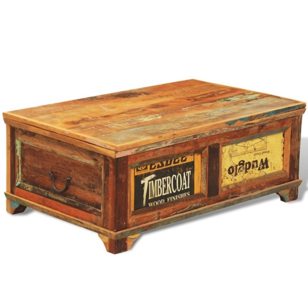 Coffee Table With Storage Vintage Reclaimed Wood Image 5