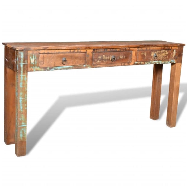 Console Table With 3 Drawers Reclaimed Wood Image 11