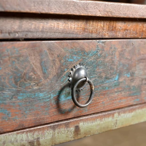 Console Table With 3 Drawers Reclaimed Wood Image 3