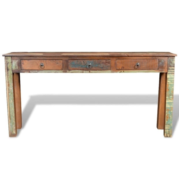 Console Table With 3 Drawers Reclaimed Wood Image 4