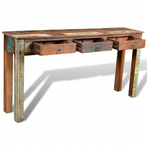 Console Table With 3 Drawers Reclaimed Wood Image 5