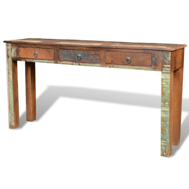 Console Table With 3 Drawers Reclaimed Wood Image 6