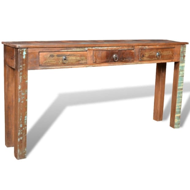 Console Table With 3 Drawers Reclaimed Wood Image 9