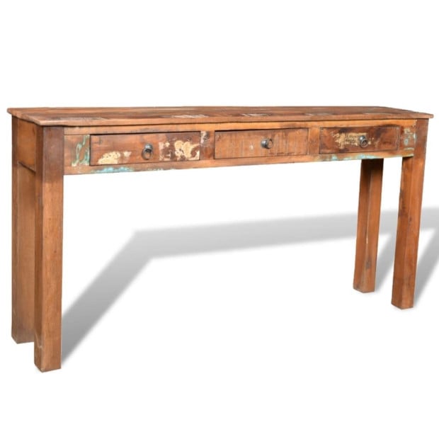Console Table With 3 Drawers Reclaimed Wood Image 10