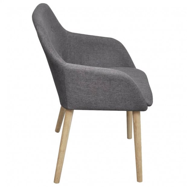 Dining Chairs 2 Pcs Light Grey Fabric And Solid Oak Wood Image 5