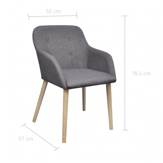 Dining Chairs 2 Pcs Light Grey Fabric And Solid Oak Wood Image 6
