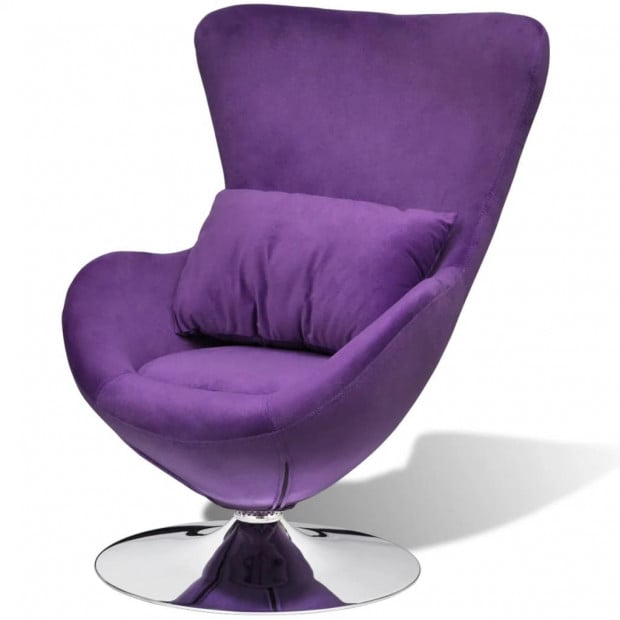 Swivel Egg Chair With Cushion Small Purple Velvet