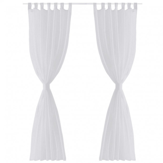 White Sheer Curtain 140 X 245 Cm 2 Pcs Image 3