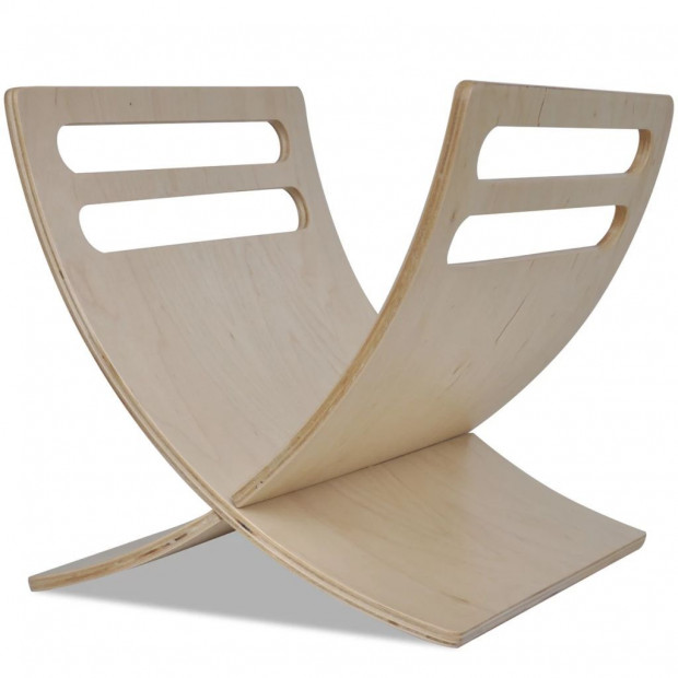 Wooden Magazine Rack Floor Standing Natural Image 2