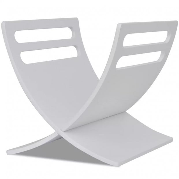 Wooden Magazine Rack Floor Standing White Image 2