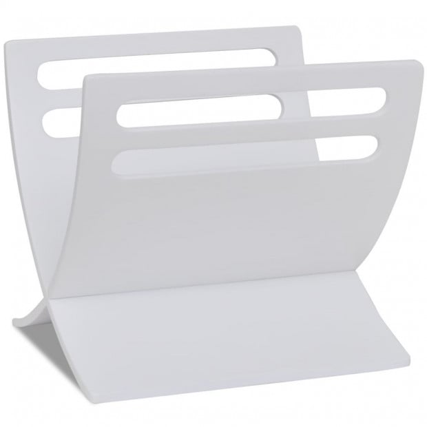 Wooden Magazine Rack Floor Standing White Image 4