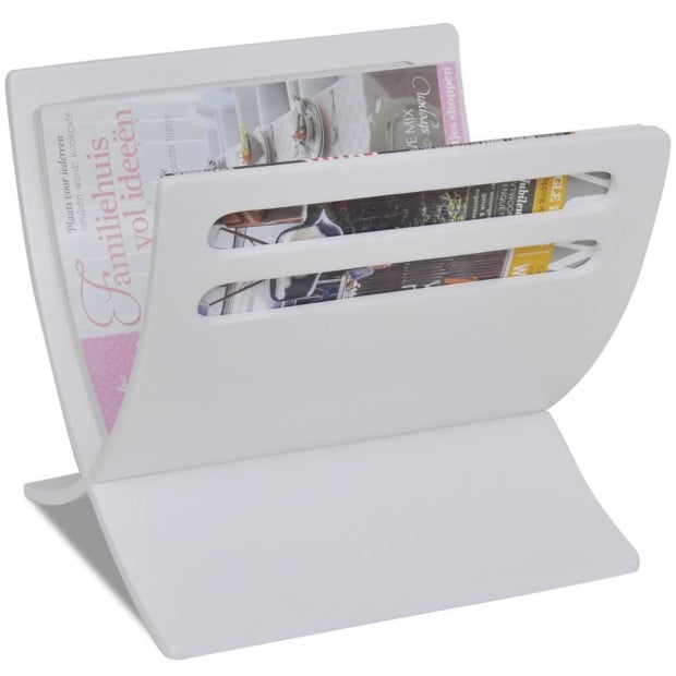 Wooden Magazine Rack Floor Standing White Image 5