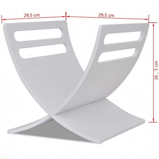 Wooden Magazine Rack Floor Standing White Image 7