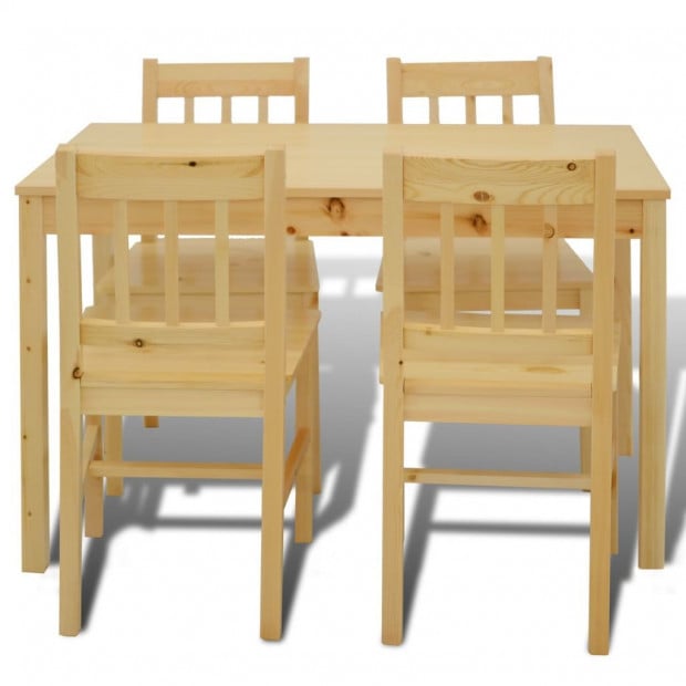 Wooden Dining Table With 4 Chairs Natural Image 3