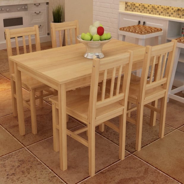 Wooden Dining Table With 4 Chairs Natural Image 2