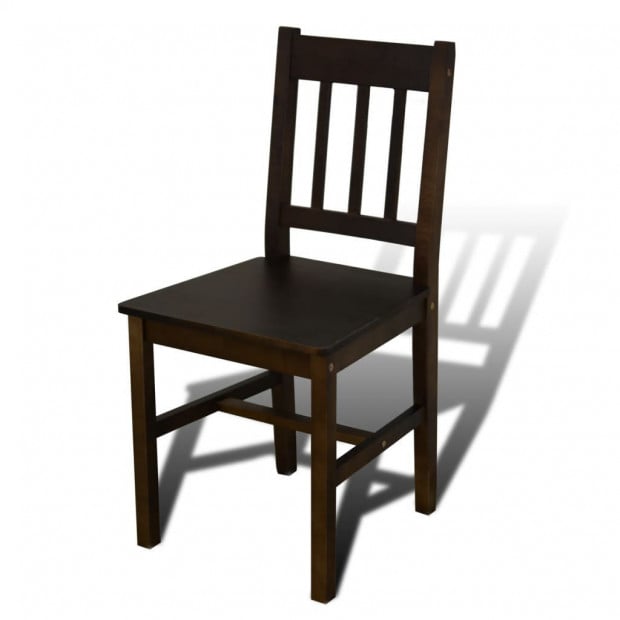 Wooden Dining Table With 4 Chairs Brown Image 3