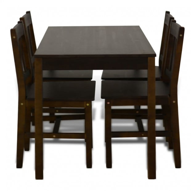 Wooden Dining Table With 4 Chairs Brown Image 5