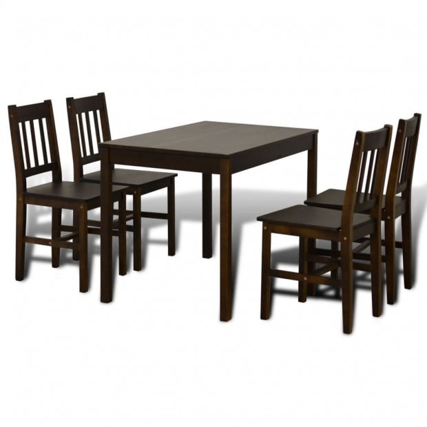 Wooden Dining Table With 4 Chairs Brown Image 6