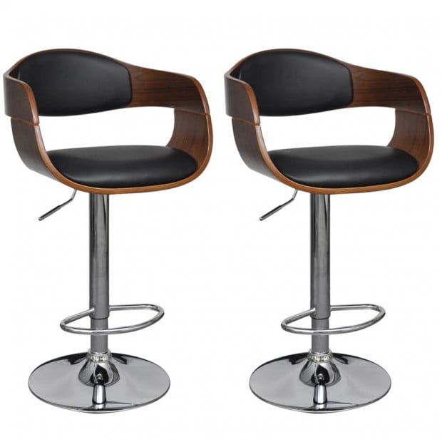 Bar Stools 2 Pcs Artificial Leather With Backrest